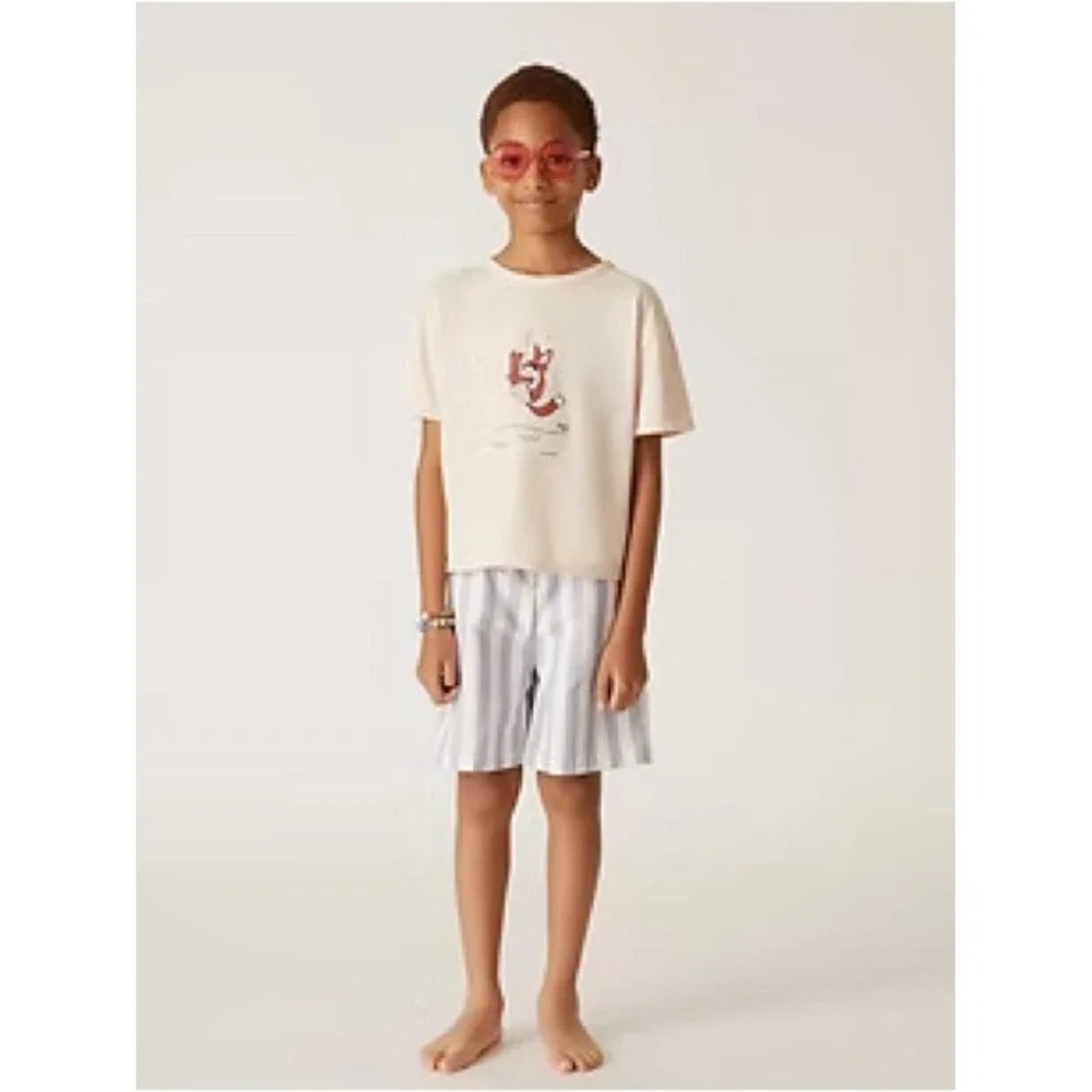 The Sunday Collective Kids Blue Striped WKNDRS Club Swim‎ Shorts Trunks NEW
